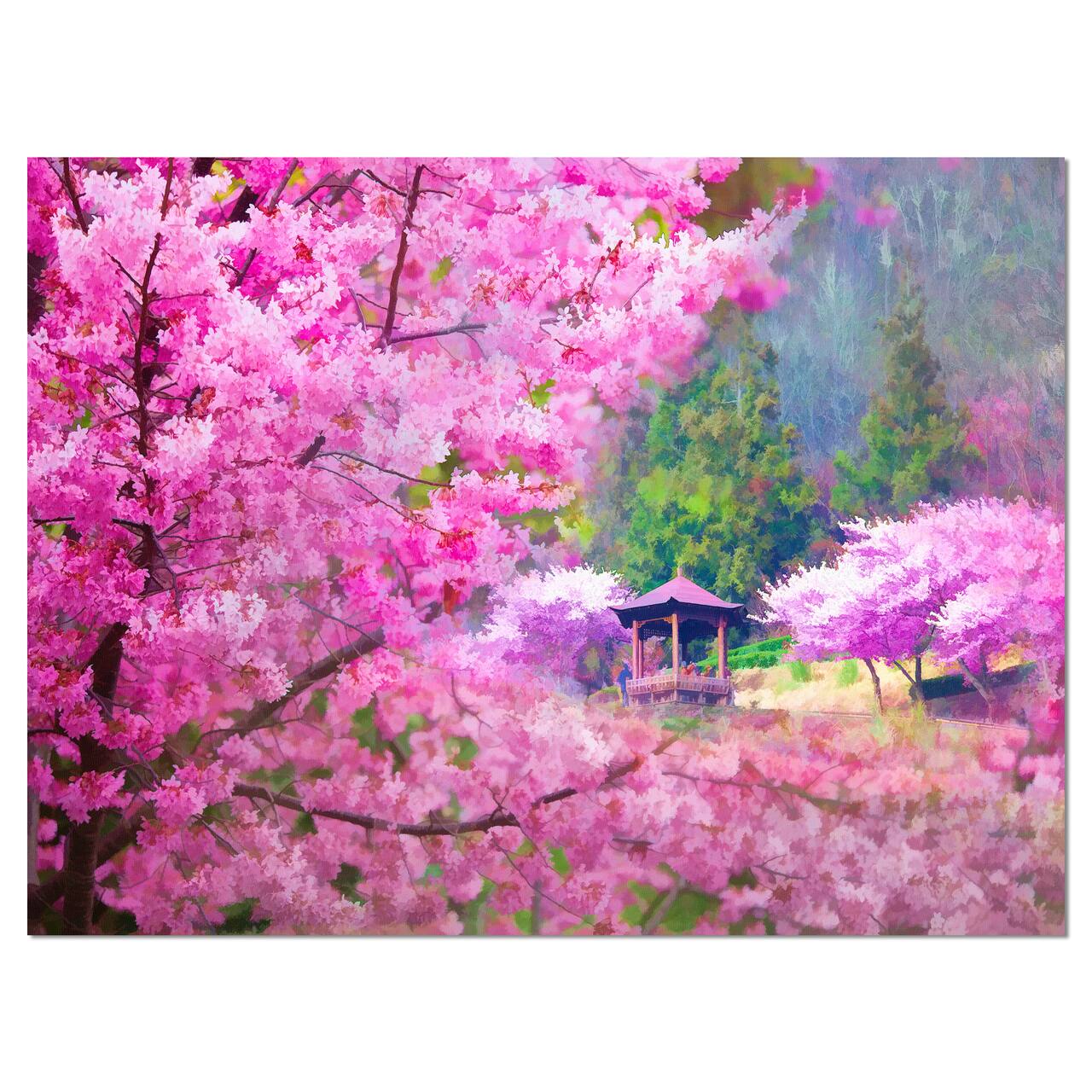 Designart - Japanese Cherry Flowers - Floral Art Canvas Print